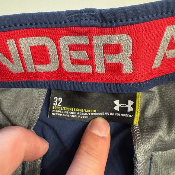 Under Armour Mens Shorts Size 32 Blue Golf Loose Stretch Lihhtweight Active - Picture 2 of 4